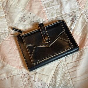 vintage y2k wilson’s leather chocolate brown card holder wallet